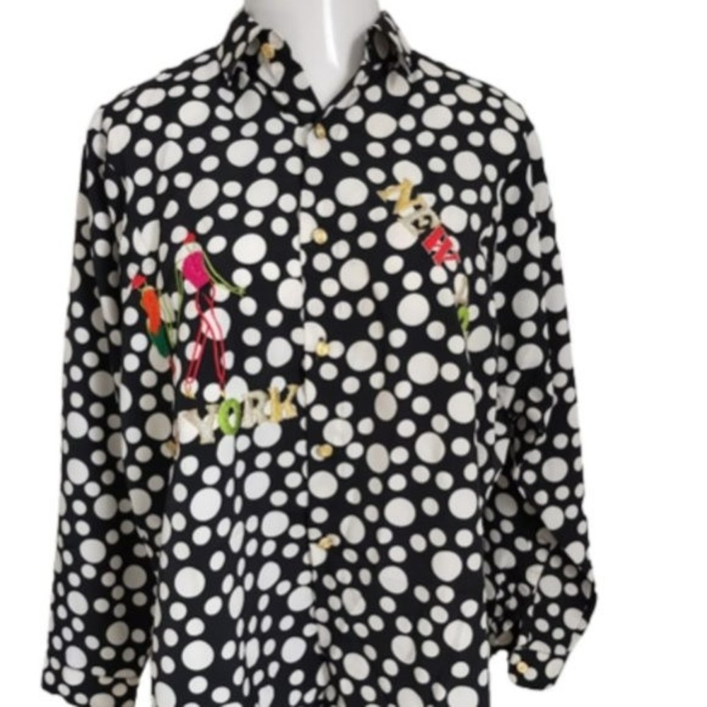 Don't Stop Vintage 80's Abstract Applique Art-to-Wear Button Down Top